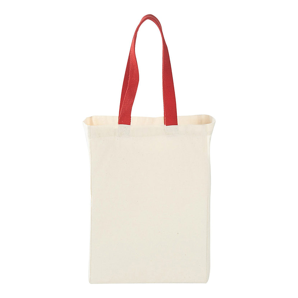 Medium Cotton Canvas Grocery Bag (10'' W X 14'' H) 7 Oz-Bag-Brand Your Tote-Natural-Red-Brand Your Tote