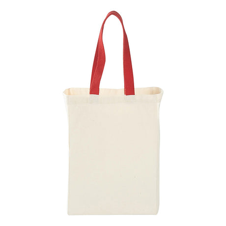 Medium Cotton Canvas Grocery Bag (10'' W X 14'' H) 7 Oz-Bag-Brand Your Tote-Natural-Red-Brand Your Tote