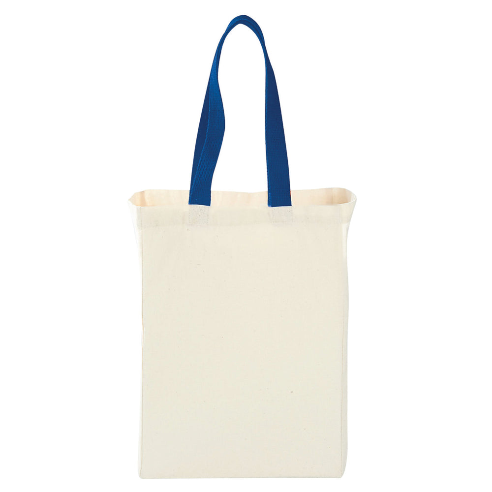 Medium Cotton Canvas Grocery Bag (10'' W X 14'' H) 7 Oz-Bag-Brand Your Tote-Natural-Royal Blue-Brand Your Tote
