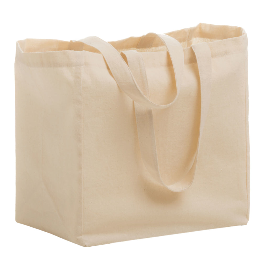Medium Cotton Canvas Grocery Tote Bag (12'' W X 13'' H) 6 Oz-Tote Bag-Brand Your Tote-Natural-Brand Your Tote