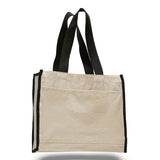 Medium Cotton Canvas Gusset Tote Bag (14'' W X 12'' H) 12 Oz-Tote Bag-Brand Your Tote-Natural-Black-Brand Your Tote