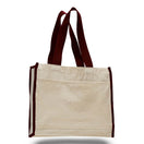 Medium Cotton Canvas Gusset Tote Bag (14'' W X 12'' H) 12 Oz-Tote Bag-Brand Your Tote-Natural-Chocolate Brown-Brand Your Tote