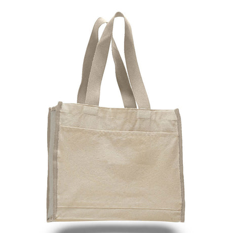 Medium Cotton Canvas Gusset Tote Bag (14'' W X 12'' H) 12 Oz-Tote Bag-Brand Your Tote-Natural-Natural-Brand Your Tote