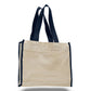 Medium Cotton Canvas Gusset Tote Bag (14'' W X 12'' H) 12 Oz-Tote Bag-Brand Your Tote-Natural-Navy Blue-Brand Your Tote