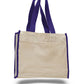 Medium Cotton Canvas Gusset Tote Bag (14'' W X 12'' H) 12 Oz-Tote Bag-Brand Your Tote-Natural-Purple-Brand Your Tote