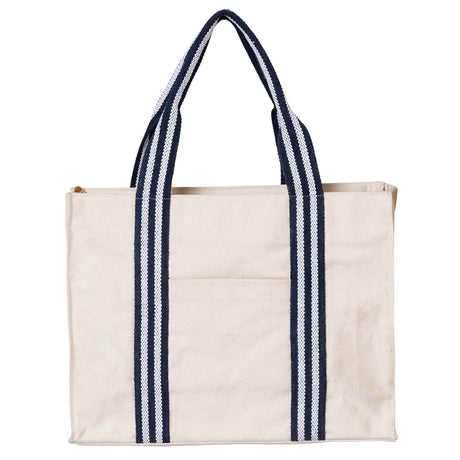 Medium Cotton Canvas Harbor Classic Tote Bag (16.14'' W X 11.8'' H) 14 Oz-Tote Bag-Brand Your Tote-Navy Blue-Brand Your Tote