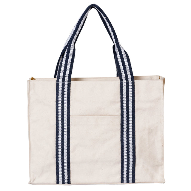 Medium Cotton Canvas Harbor Classic Tote Bag (16.14'' W X 11.8'' H) 14 Oz-Tote Bag-Brand Your Tote-Navy Blue-Brand Your Tote