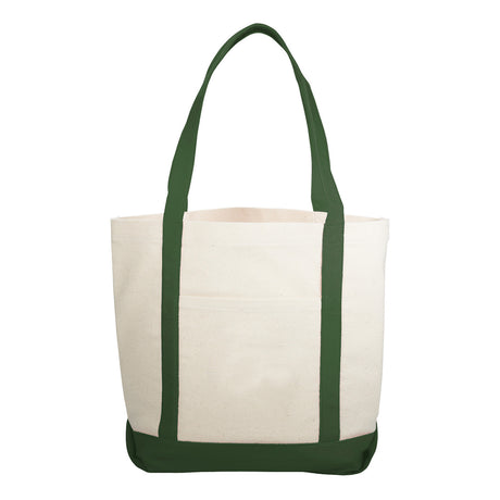 Medium Cotton Canvas Lightweight Daytrip Boat Bag (12.25'' W X 14.75'' H) 10 Oz-Bag-Brand Your Tote-Natural-Hunter Green-Brand Your Tote