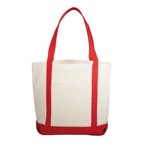Medium Cotton Canvas Lightweight Daytrip Boat Bag (12.25'' W X 14.75'' H) 10 Oz-Bag-Brand Your Tote-Natural-Red-Brand Your Tote