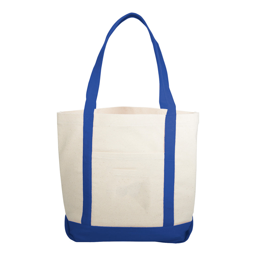 Medium Cotton Canvas Lightweight Daytrip Boat Bag (12.25'' W X 14.75'' H) 10 Oz-Bag-Brand Your Tote-Natural-Royal Blue-Brand Your Tote