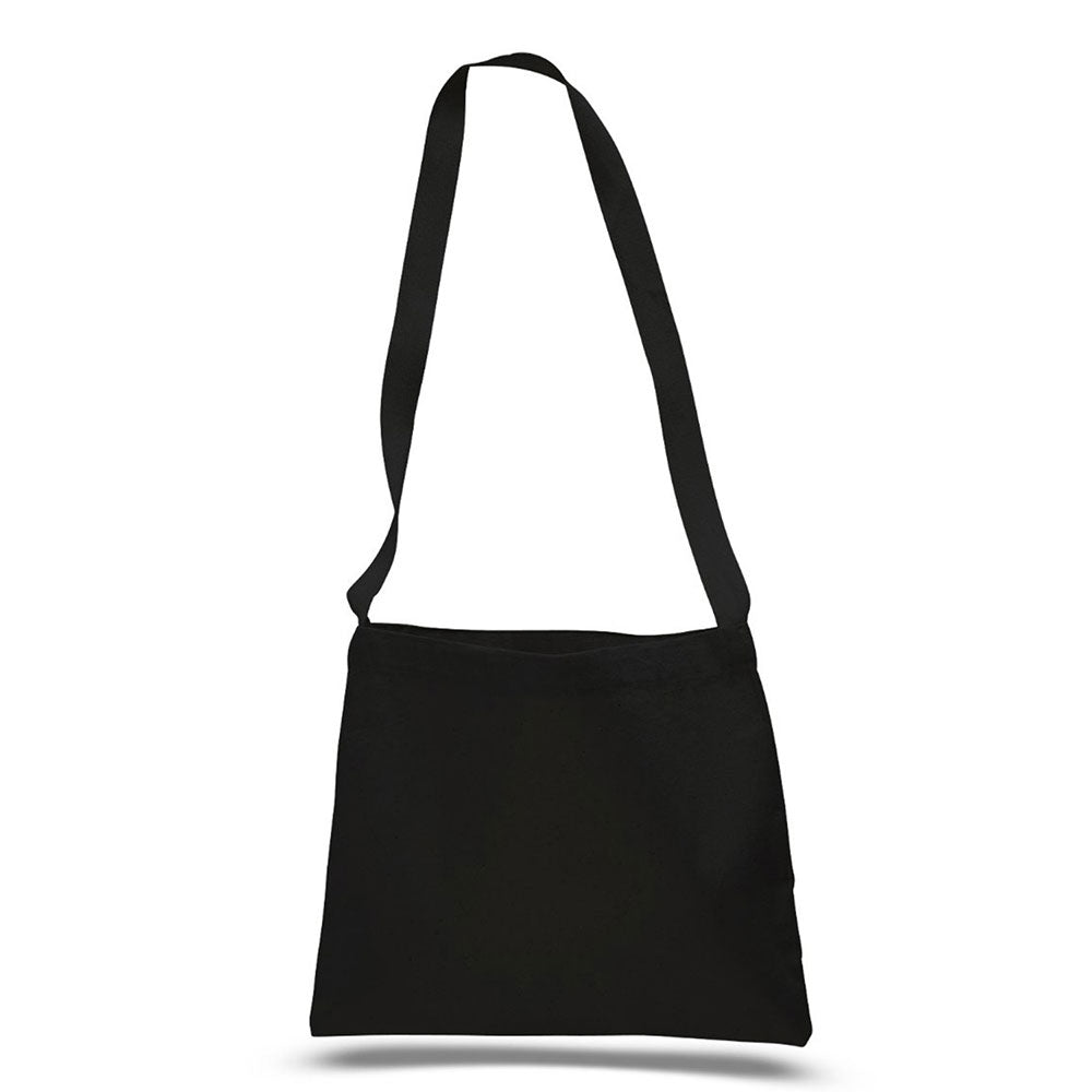 Medium Cotton Canvas Messenger Bag (14'' W X 12'' H) 12 Oz-Bag-Brand Your Tote-Black-Brand Your Tote