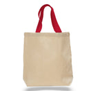 Medium Cotton Canvas Promo Tote Bag (15'' W X 15'' H) 12 Oz-Tote Bag-Brand Your Tote-Natural-Red-Brand Your Tote