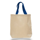 Medium Cotton Canvas Promo Tote Bag (15'' W X 15'' H) 12 Oz-Tote Bag-Brand Your Tote-Natural-Royal Blue-Brand Your Tote