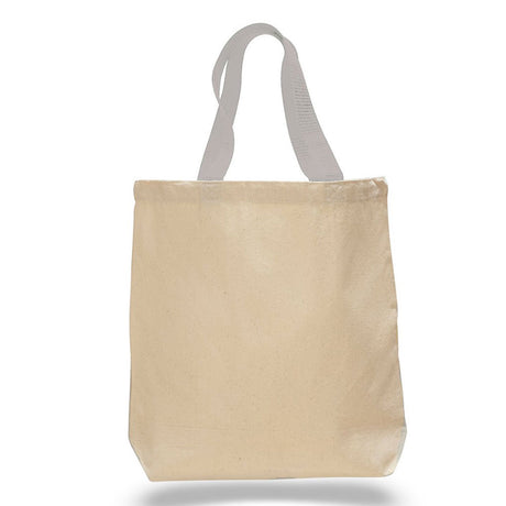 Medium Cotton Canvas Promo Tote Bag (15'' W X 15'' H) 12 Oz-Tote Bag-Brand Your Tote-Natural-White-Brand Your Tote