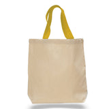 Medium Cotton Canvas Promo Tote Bag (15'' W X 15'' H) 12 Oz-Tote Bag-Brand Your Tote-Natural-Yellow-Brand Your Tote