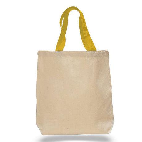 Medium Cotton Canvas Promo Tote Bag (15'' W X 15'' H) 12 Oz-Tote Bag-Brand Your Tote-Natural-Yellow-Brand Your Tote