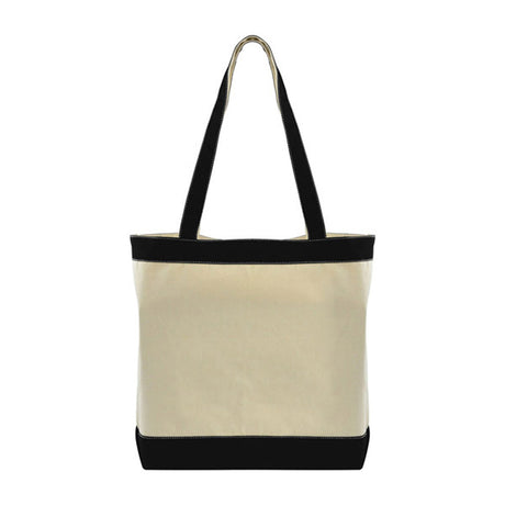 Medium Cotton Canvas Stylish Two-Tone Tote Bag (16'' W X 14.5'' H) 12 Oz-Tote Bag-Brand Your Tote-Natural-Black-Brand Your Tote
