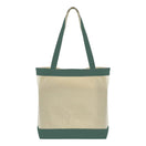 Medium Cotton Canvas Stylish Two-Tone Tote Bag (16'' W X 14.5'' H) 12 Oz-Tote Bag-Brand Your Tote-Natural-Green-Brand Your Tote