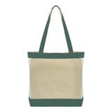 Medium Cotton Canvas Stylish Two-Tone Tote Bag (16'' W X 14.5'' H) 12 Oz-Tote Bag-Brand Your Tote-Natural-Green-Brand Your Tote
