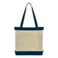 Medium Cotton Canvas Stylish Two-Tone Tote Bag (16'' W X 14.5'' H) 12 Oz-Tote Bag-Brand Your Tote-Natural-Navy Blue-Brand Your Tote