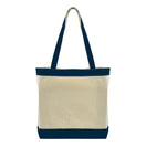Medium Cotton Canvas Stylish Two-Tone Tote Bag (16'' W X 14.5'' H) 12 Oz-Tote Bag-Brand Your Tote-Natural-Navy Blue-Brand Your Tote