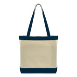Medium Cotton Canvas Stylish Two-Tone Tote Bag (16'' W X 14.5'' H) 12 Oz-Tote Bag-Brand Your Tote-Natural-Navy Blue-Brand Your Tote