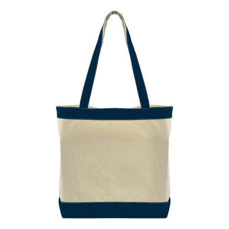 Medium Cotton Canvas Stylish Two-Tone Tote Bag (16'' W X 14.5'' H) 12 Oz-Tote Bag-Brand Your Tote-Natural-Navy Blue-Brand Your Tote