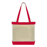 Medium Cotton Canvas Stylish Two-Tone Tote Bag (16'' W X 14.5'' H) 12 Oz-Tote Bag-Brand Your Tote-Natural-Red-Brand Your Tote