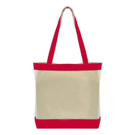 Medium Cotton Canvas Stylish Two-Tone Tote Bag (16'' W X 14.5'' H) 12 Oz-Tote Bag-Brand Your Tote-Natural-Red-Brand Your Tote