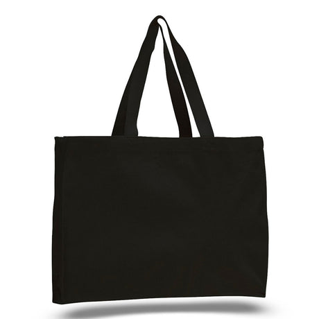 Medium Cotton Canvas Tote And Go Bag Tote Bag (15'' W X 12'' H) 12 Oz-Tote Bag-Brand Your Tote-Black-Brand Your Tote