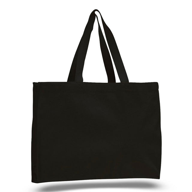 Medium Cotton Canvas Tote And Go Bag Tote Bag (15'' W X 12'' H) 12 Oz-Tote Bag-Brand Your Tote-Black-Brand Your Tote
