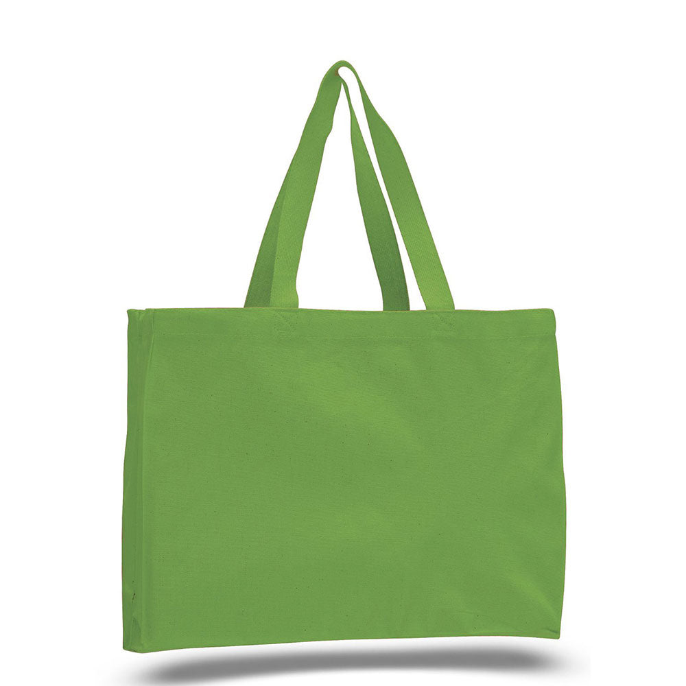 Medium Cotton Canvas Tote And Go Bag Tote Bag (15'' W X 12'' H) 12 Oz-Tote Bag-Brand Your Tote-Lime Green-Brand Your Tote