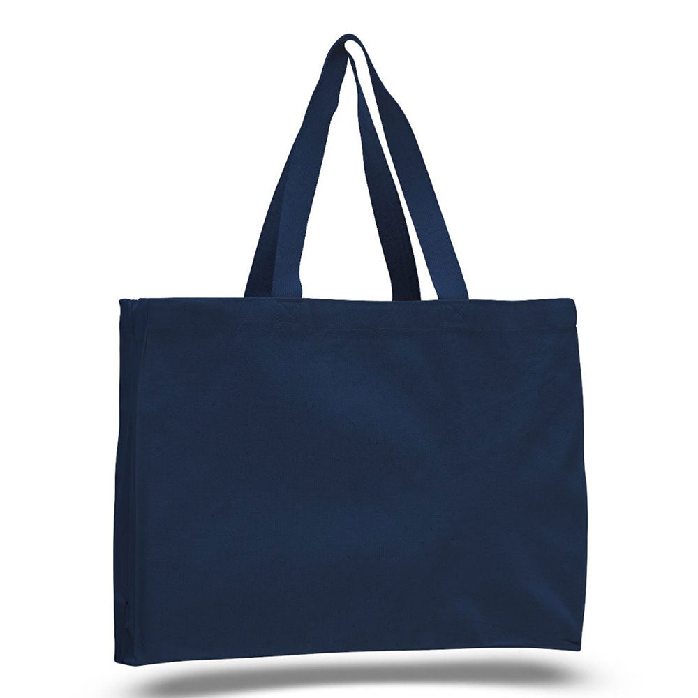 Medium Cotton Canvas Tote And Go Bag Tote Bag (15'' W X 12'' H) 12 Oz-Tote Bag-Brand Your Tote-Navy Blue-Brand Your Tote