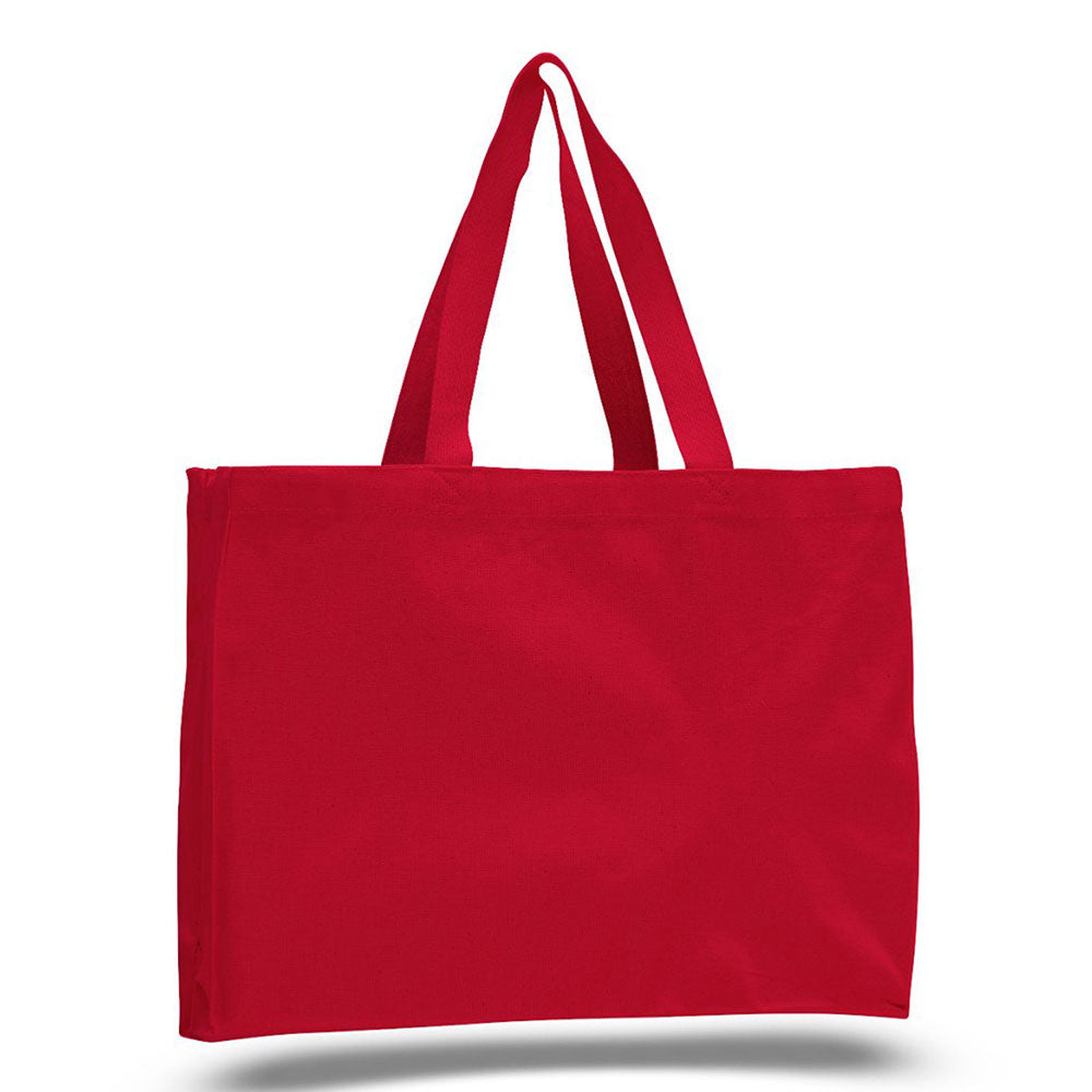 Medium Cotton Canvas Tote And Go Bag Tote Bag (15'' W X 12'' H) 12 Oz-Tote Bag-Brand Your Tote-Red-Brand Your Tote