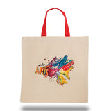 Medium Cotton Canvas Tote Bag (14'' W X 14'' H) 10 Oz-Tote Bag-Brand Your Tote-Natural-Red-Brand Your Tote