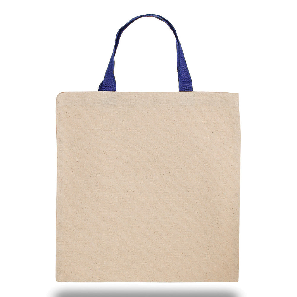 Medium Cotton Canvas Tote Bag (14'' W X 14'' H) 10 Oz-Tote Bag-Brand Your Tote-Natural-Royal Blue-Brand Your Tote