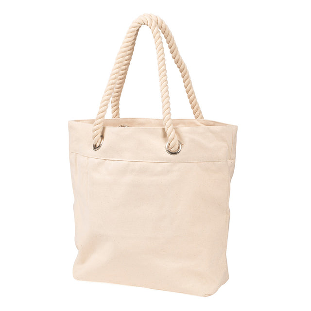 Medium Cotton Canvas Trendy Rope Handle Tote Bag (16.5'' W X 13.5'' H) 12 Oz-Tote Bag-Brand Your Tote-Natural-Brand Your Tote