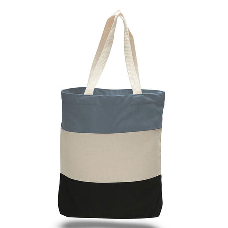 Medium Cotton Canvas Tri Color Bag (15'' W X 15'' H) 12 Oz-Bag-Brand Your Tote-Black-Natural-Gray-Brand Your Tote