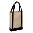 Medium Cotton Canvas Two Tone Deluxe Tote Bag (14'' W X 16'' H) 12 Oz-Tote Bag-Brand Your Tote-Natural-Black-Brand Your Tote