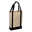 Medium Cotton Canvas Two Tone Deluxe Tote Bag (14'' W X 16'' H) 12 Oz-Tote Bag-Brand Your Tote-Natural-Black-Brand Your Tote