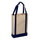 Medium Cotton Canvas Two Tone Deluxe Tote Bag (14'' W X 16'' H) 12 Oz-Tote Bag-Brand Your Tote-Natural-Navy Blue-Brand Your Tote
