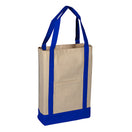 Medium Cotton Canvas Two Tone Deluxe Tote Bag (14'' W X 16'' H) 12 Oz-Tote Bag-Brand Your Tote-Natural-Royal Blue-Brand Your Tote
