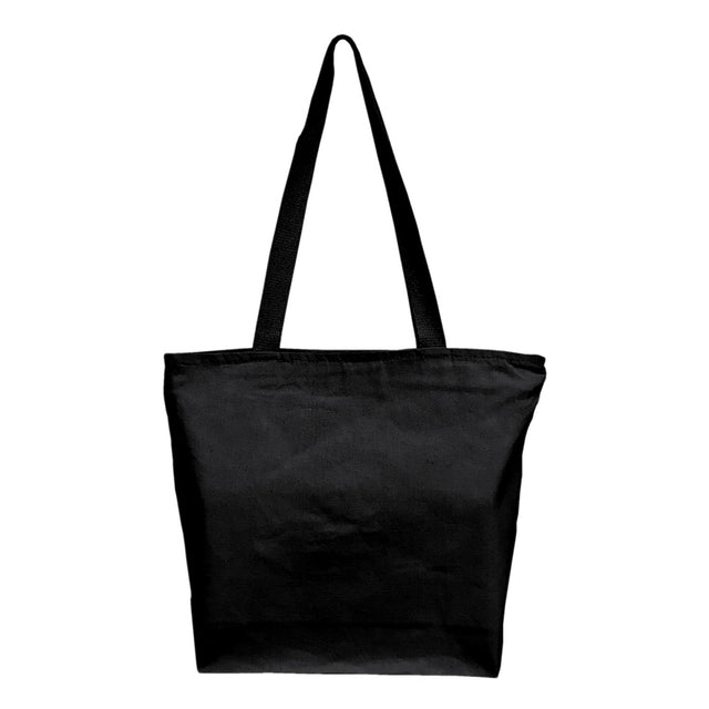 Medium Cotton Canvas Zippered Tote Bag (15'' W X 12'' H) 12 Oz-Tote Bag-Brand Your Tote-Black-Brand Your Tote