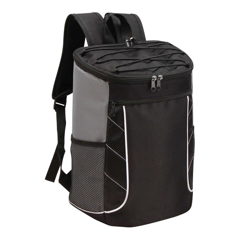 Medium Polyester Cooler Backpack (10.25'' W X 14'' H) 600D-Backpack-Brand Your Tote-Black-Black-Grey-Brand Your Tote