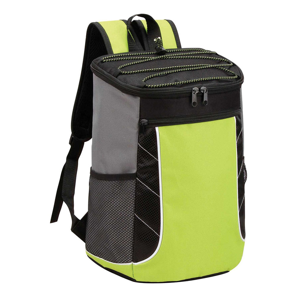 Medium Polyester Cooler Backpack (10.25'' W X 14'' H) 600D-Backpack-Brand Your Tote-Lime Green-Black-Grey-Brand Your Tote