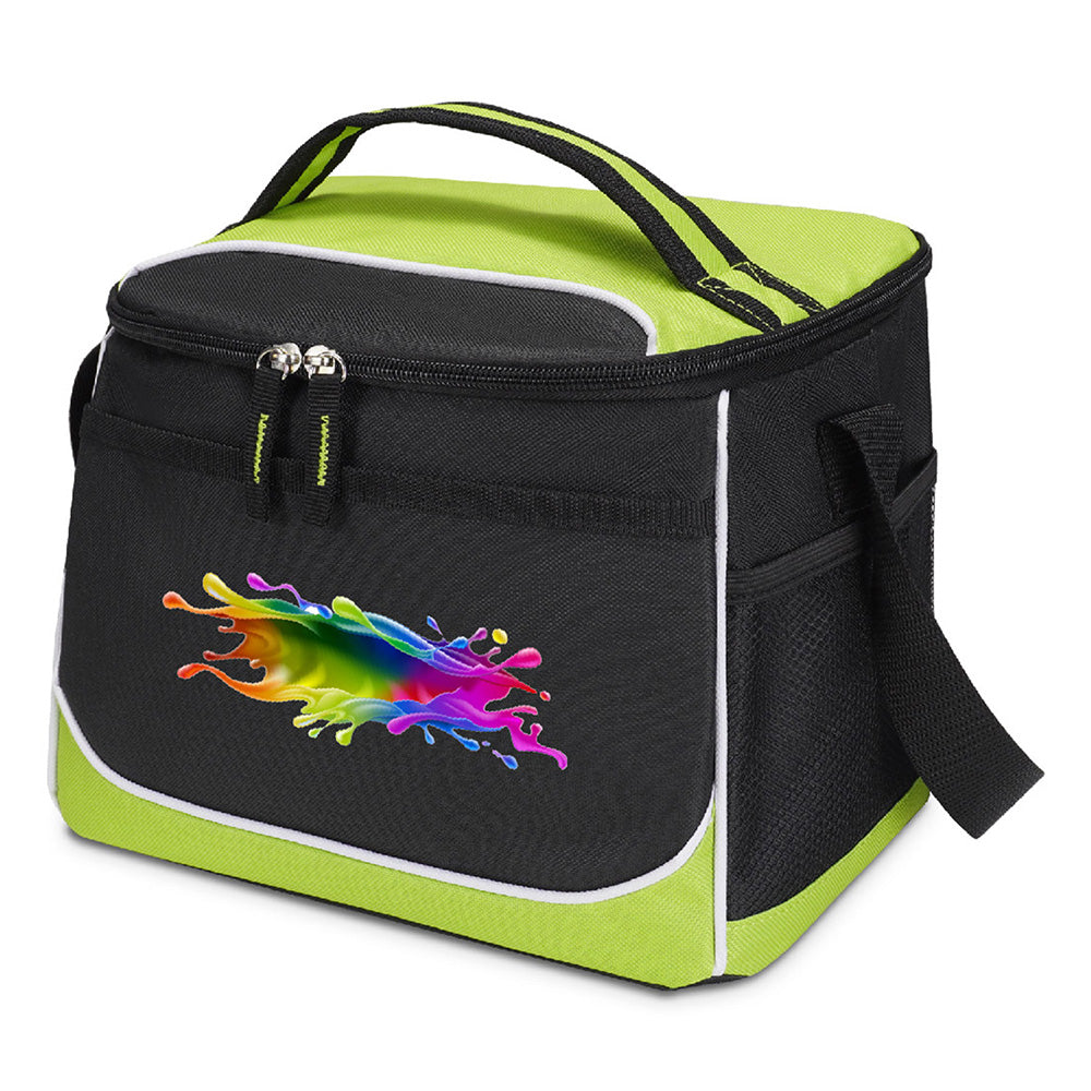 Medium Polyester Cooler Bag (12.75'' W X 9.5'' H) 600D-Bag-Brand Your Tote-Lime Green-Black-Brand Your Tote