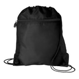 Medium Polyester Mesh Pocket Drawstring / Zippered Backpack (14'' W X 16.5'' H) 210D-Backpack-Brand Your Tote-Black-Brand Your Tote