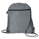 Medium Polyester Mesh Pocket Drawstring / Zippered Backpack (14'' W X 16.5'' H) 210D-Backpack-Brand Your Tote-Grey-Brand Your Tote