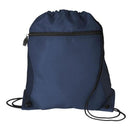 Medium Polyester Mesh Pocket Drawstring / Zippered Backpack (14'' W X 16.5'' H) 210D-Backpack-Brand Your Tote-Navy Blue-Brand Your Tote