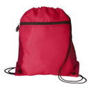 Medium Polyester Mesh Pocket Drawstring / Zippered Backpack (14'' W X 16.5'' H) 210D-Backpack-Brand Your Tote-Red-Brand Your Tote